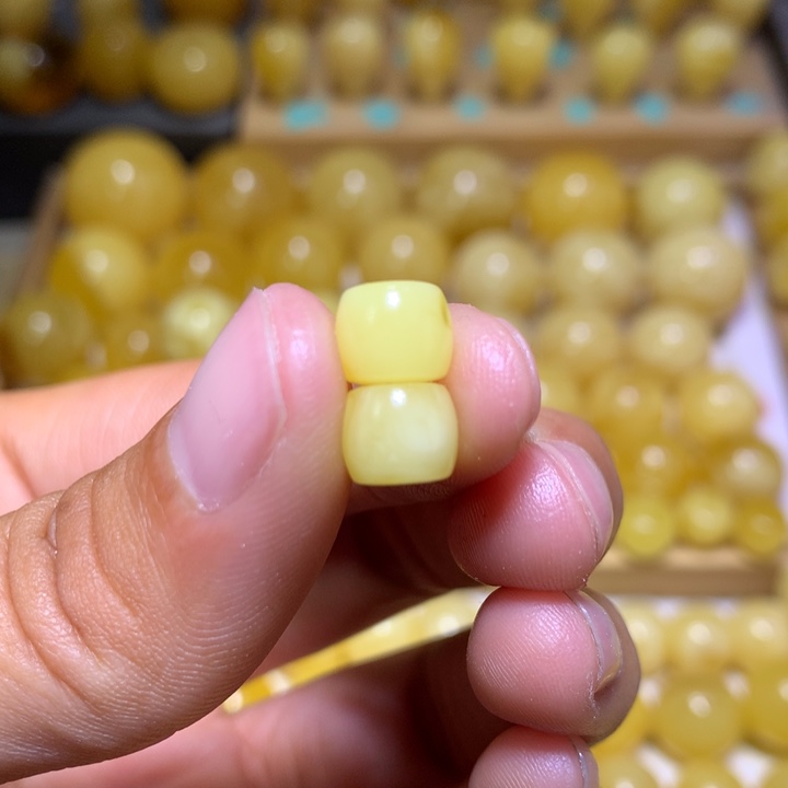 蜜蜡裸石未镶嵌天然俄料黄白花蜜蜡精工直切8