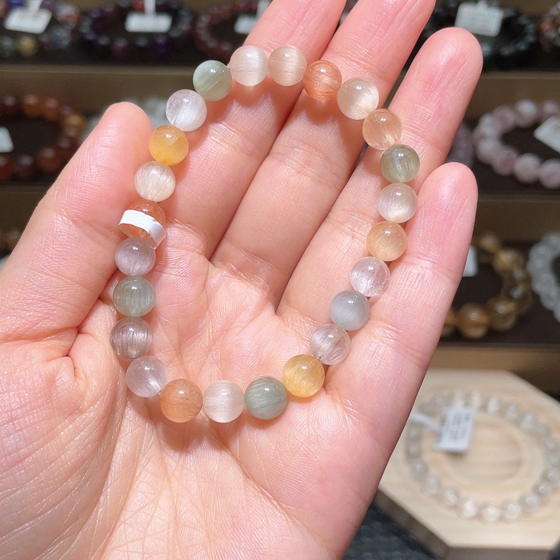 水晶手链未镶嵌兔毛手链，晶体通透