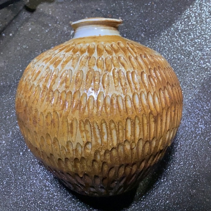 紫砂花盆高23口7瑕疵无孔