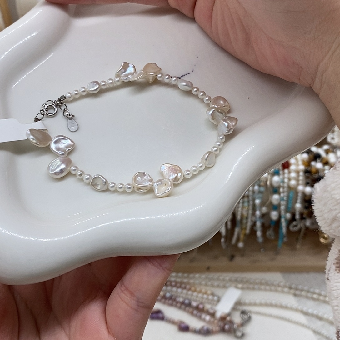 耳饰银S925镶嵌淡水珍珠