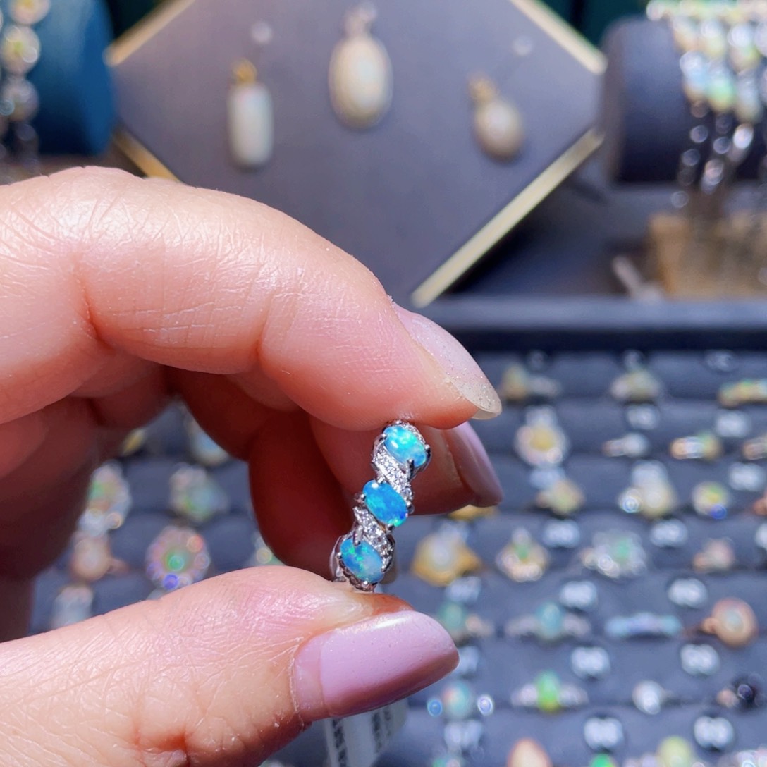 欧泊戒指澳欧银S925镶嵌