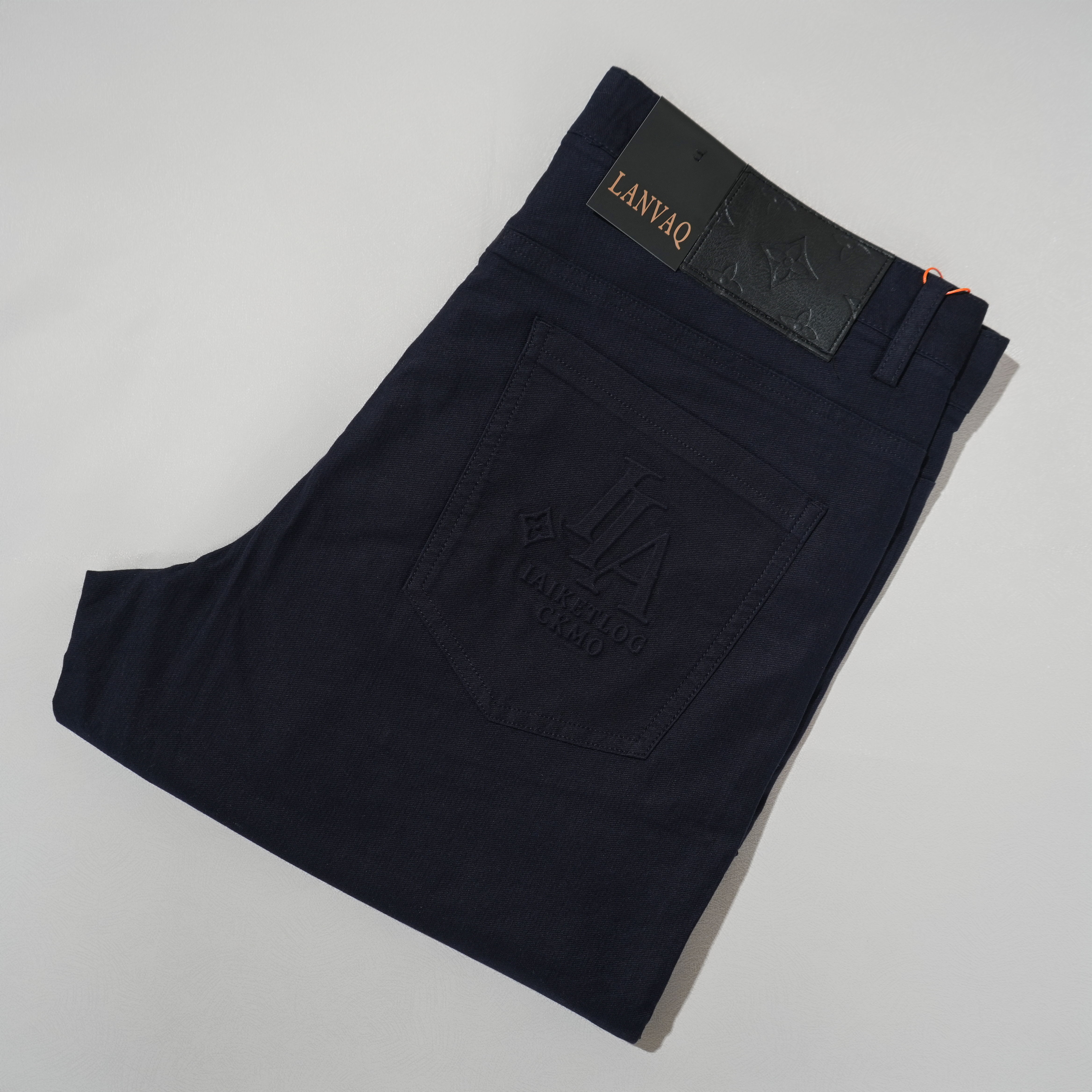 男士藏青色t恤牛仔裤高腰时尚弹力直筒17009-11