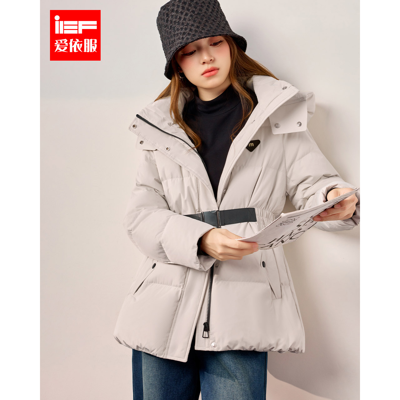 IEF/爱依服2025冬季新款韩版时尚通勤休闲百搭收腰保暖羽绒中外套