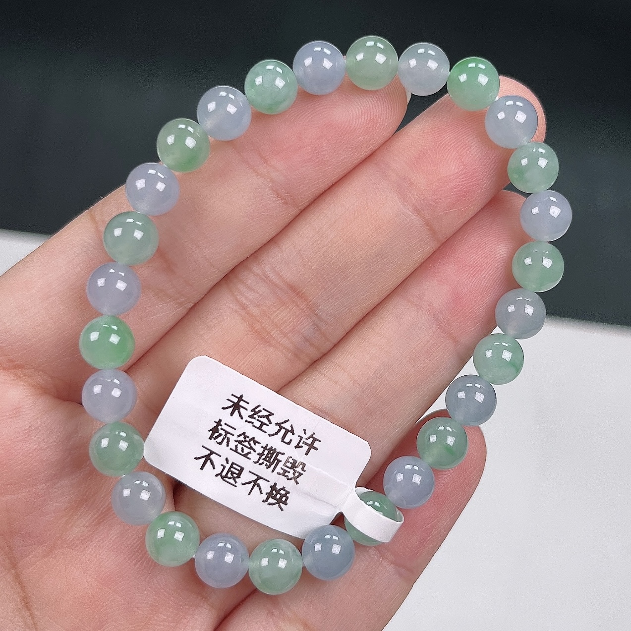 缅甸天然翡翠A货手串老坑冰润圆珠卡6双彩春彩时尚百搭绿色紫色