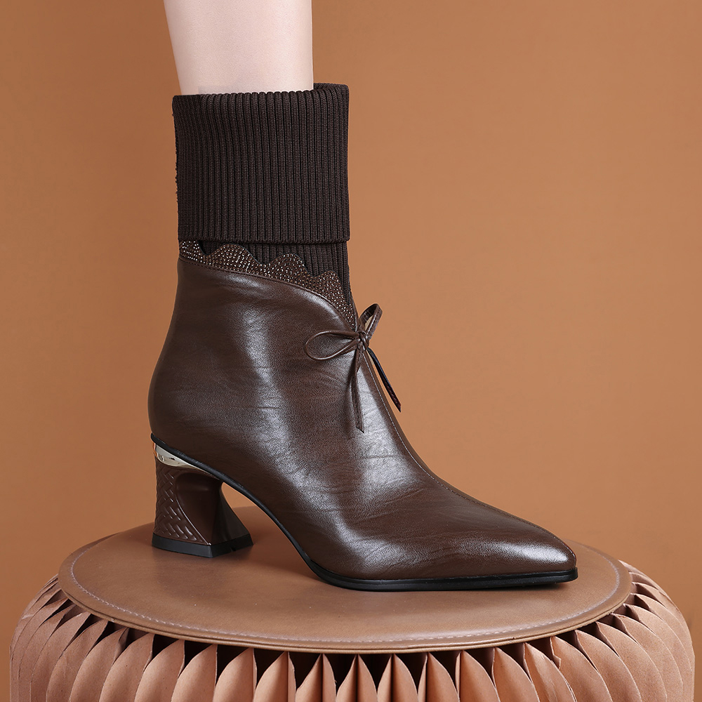 跟高5CM/欧美风高级感显瘦时装靴百搭巨好看气质时尚粗跟3515