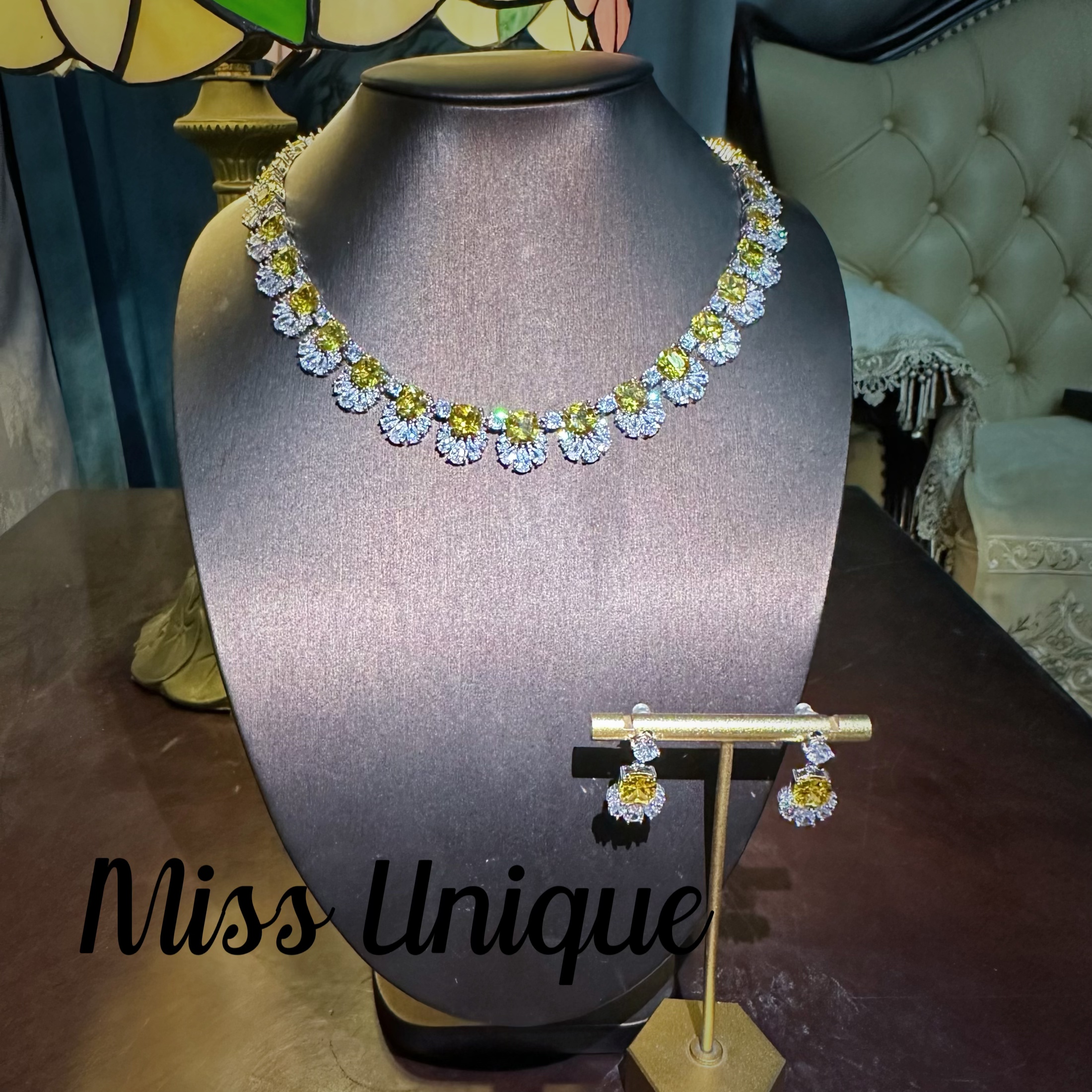 S6819黄色方糖彗星项链套装