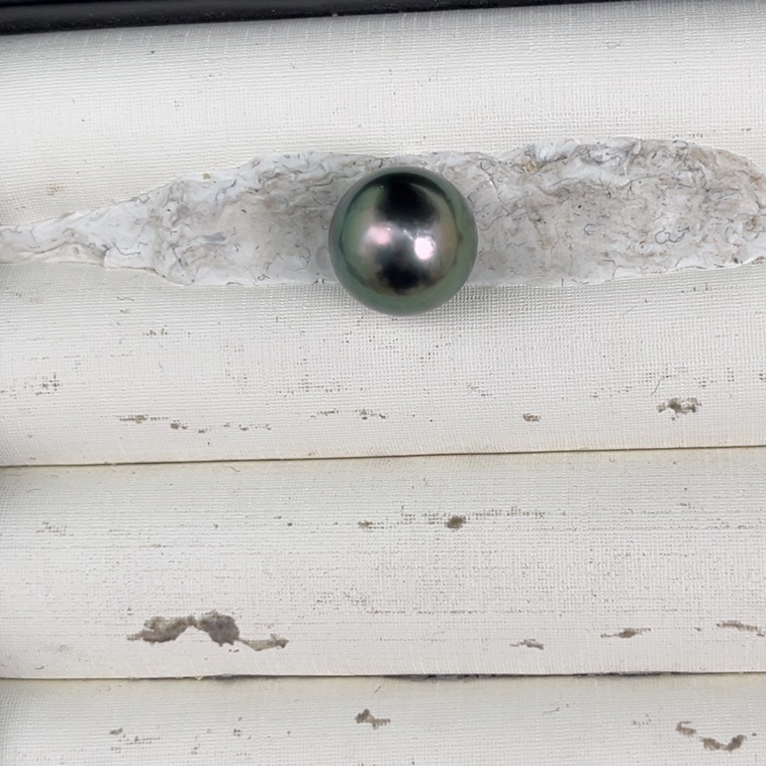 定制海水珍珠未镶嵌裸珠12.6孔雀绿圆裸珠