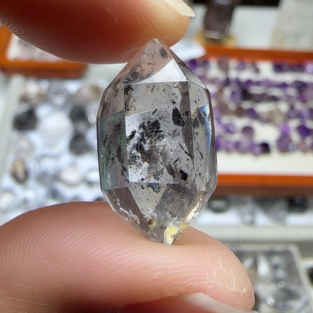 珠宝半成品水晶未镶嵌闪灵双尖随形