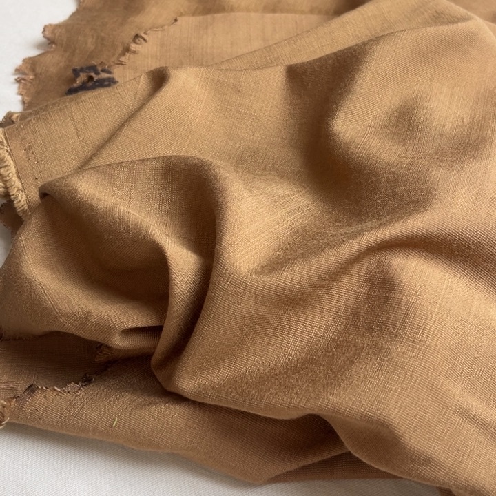 棉混纺卡其色麻棉2米