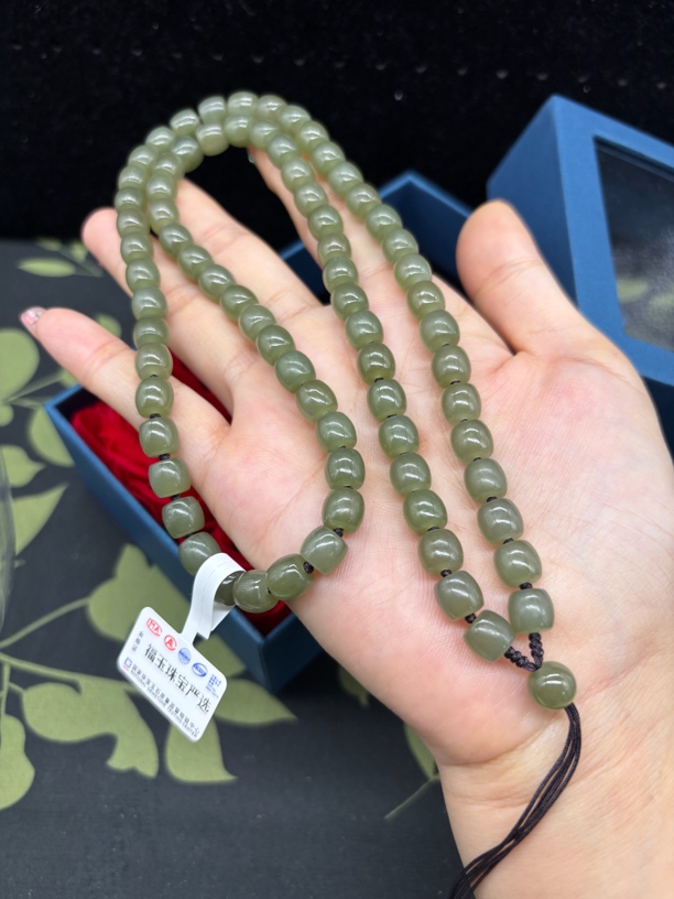 高端天然和田玉湖水绿直切桶珠8mm玉石挂件绳项链毛衣链长链百搭