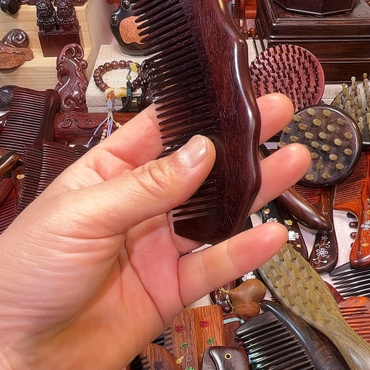小***录红酸枝木类紫檀木波浪梳子