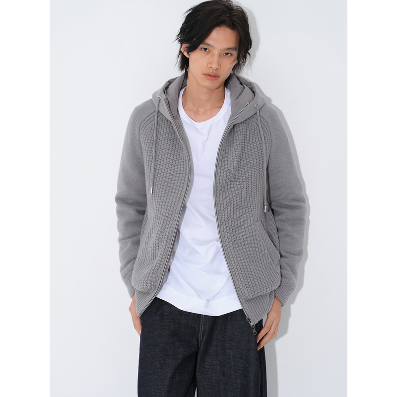UNICA HOMME/两面可穿连帽针织夹克