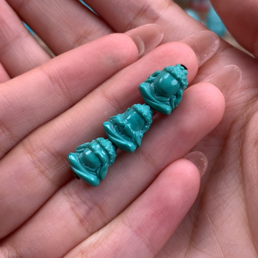 【闪购商品】绿松石雕刻三不佛未镶嵌