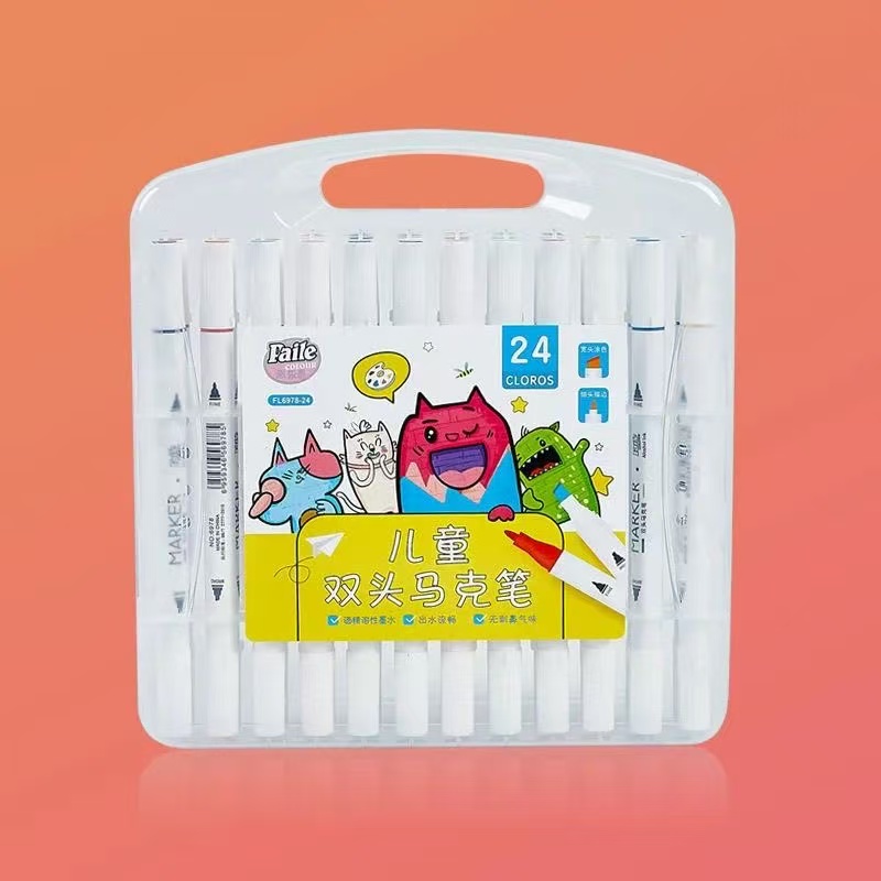 派乐彩双头马克笔儿童专用速干彩笔学生幼儿涂鸦绘画专用双头美术