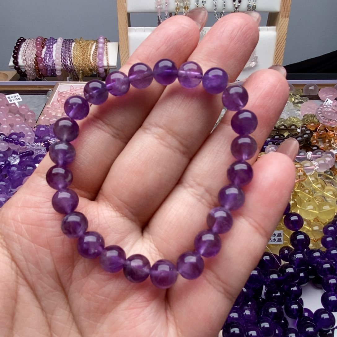 水晶手串未镶嵌天然紫水晶单圈