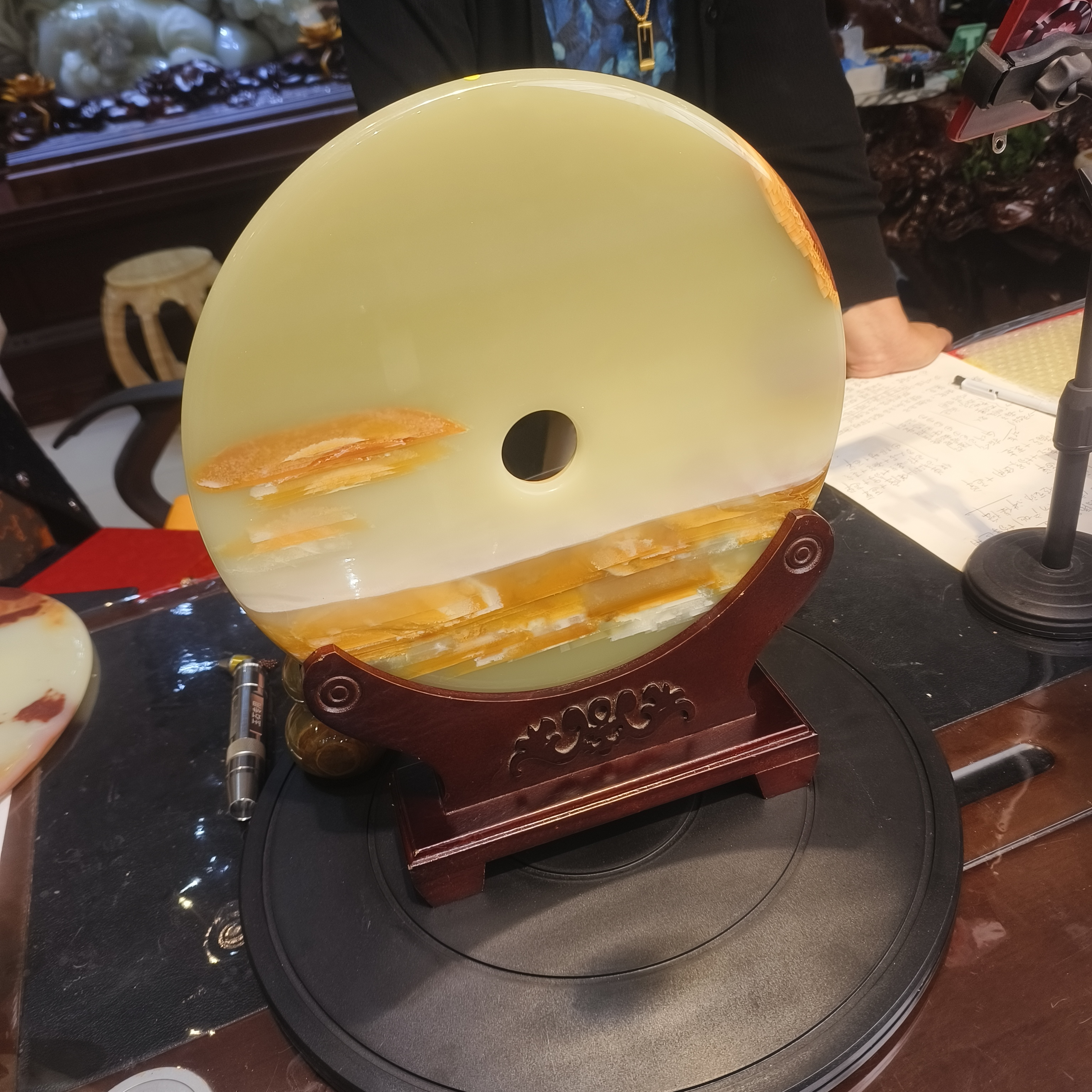 《招财进宝》玉质雕刻国风摆件送领导高档家居玄关乔迁开业送礼摆设