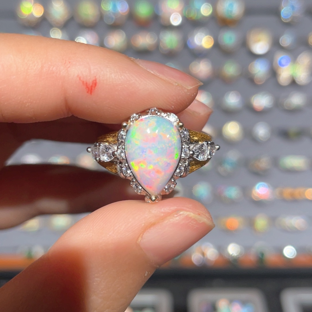 欧泊银S925镶嵌欧泊戒指