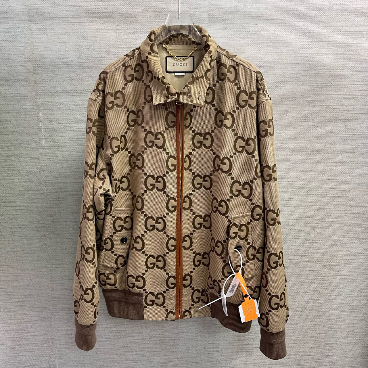99新 GUCCI/古驰 棕色双G满印刺绣夹克外套/48码/Sw24376