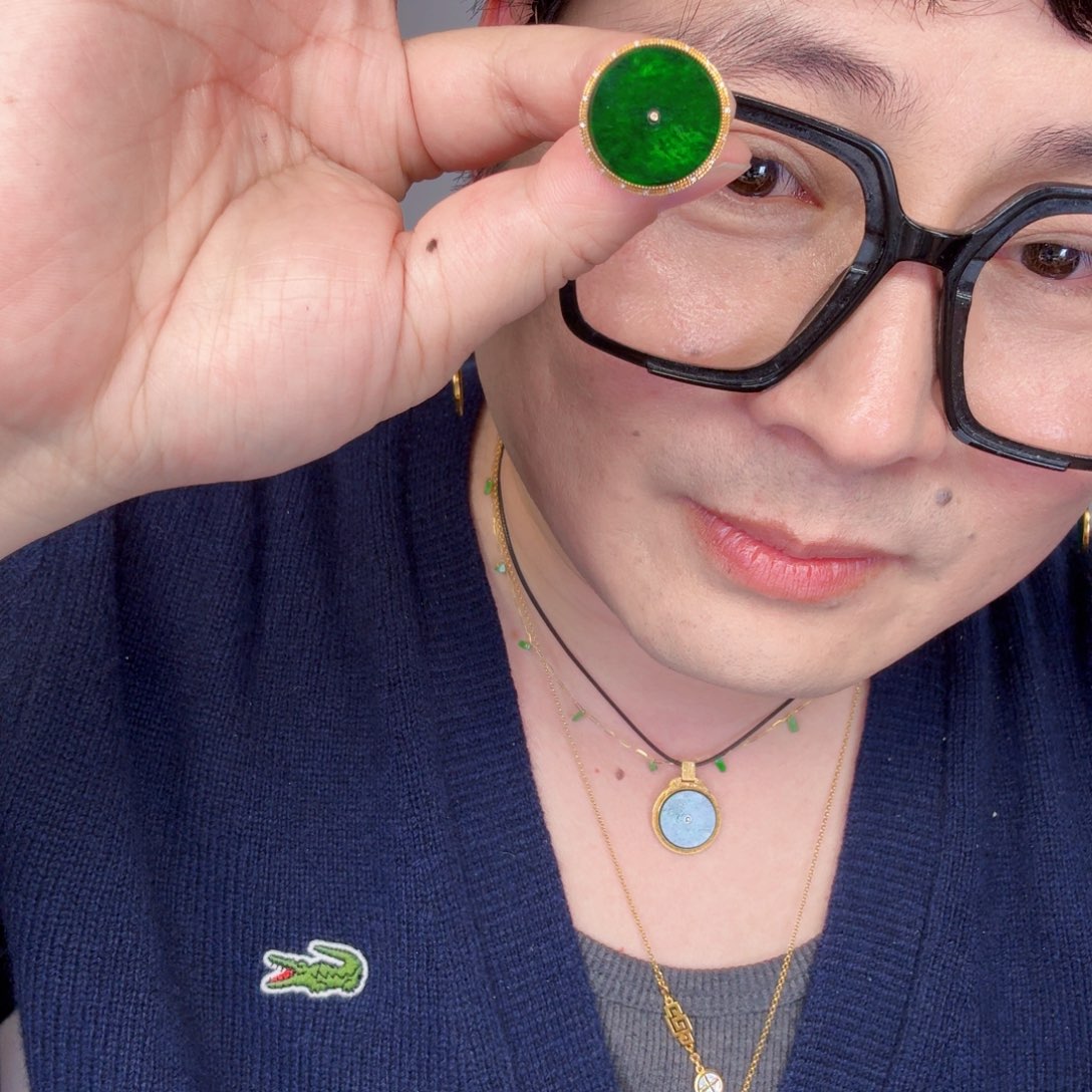 翡翠颈饰18K金镶嵌一个