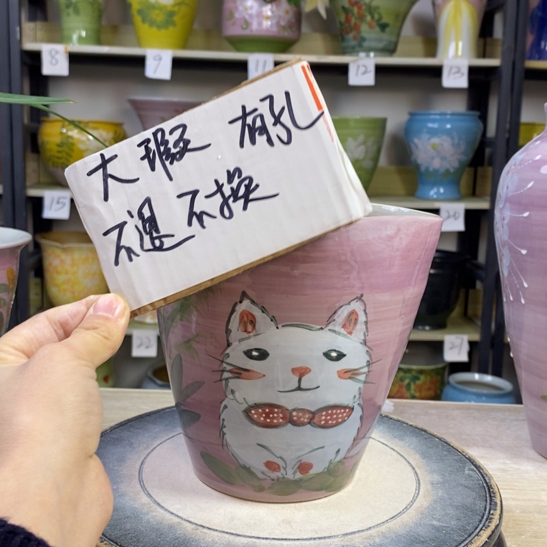 景德镇手工手绘陶瓷花盆