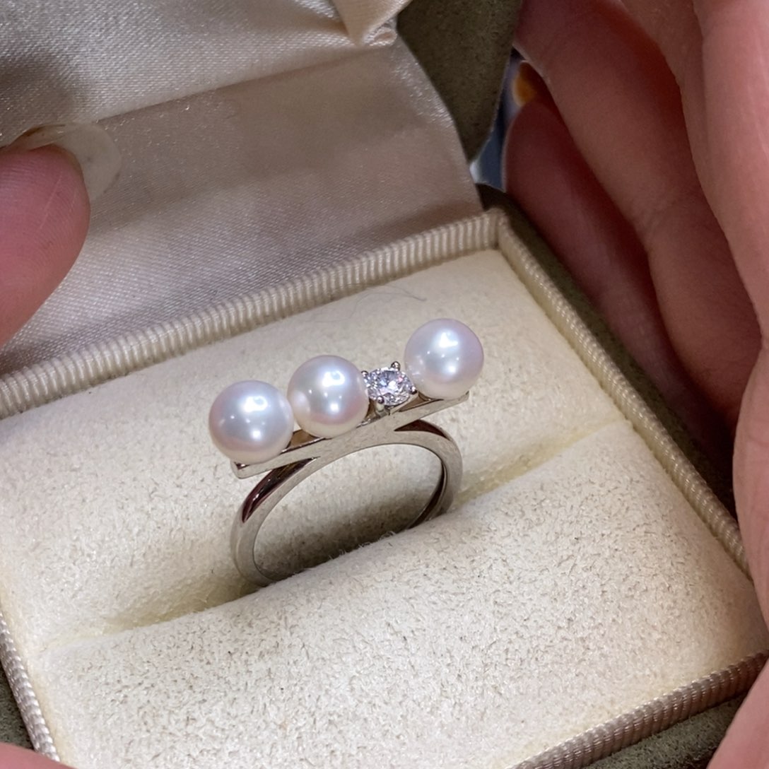 淡水珍珠戒指银S925镶嵌