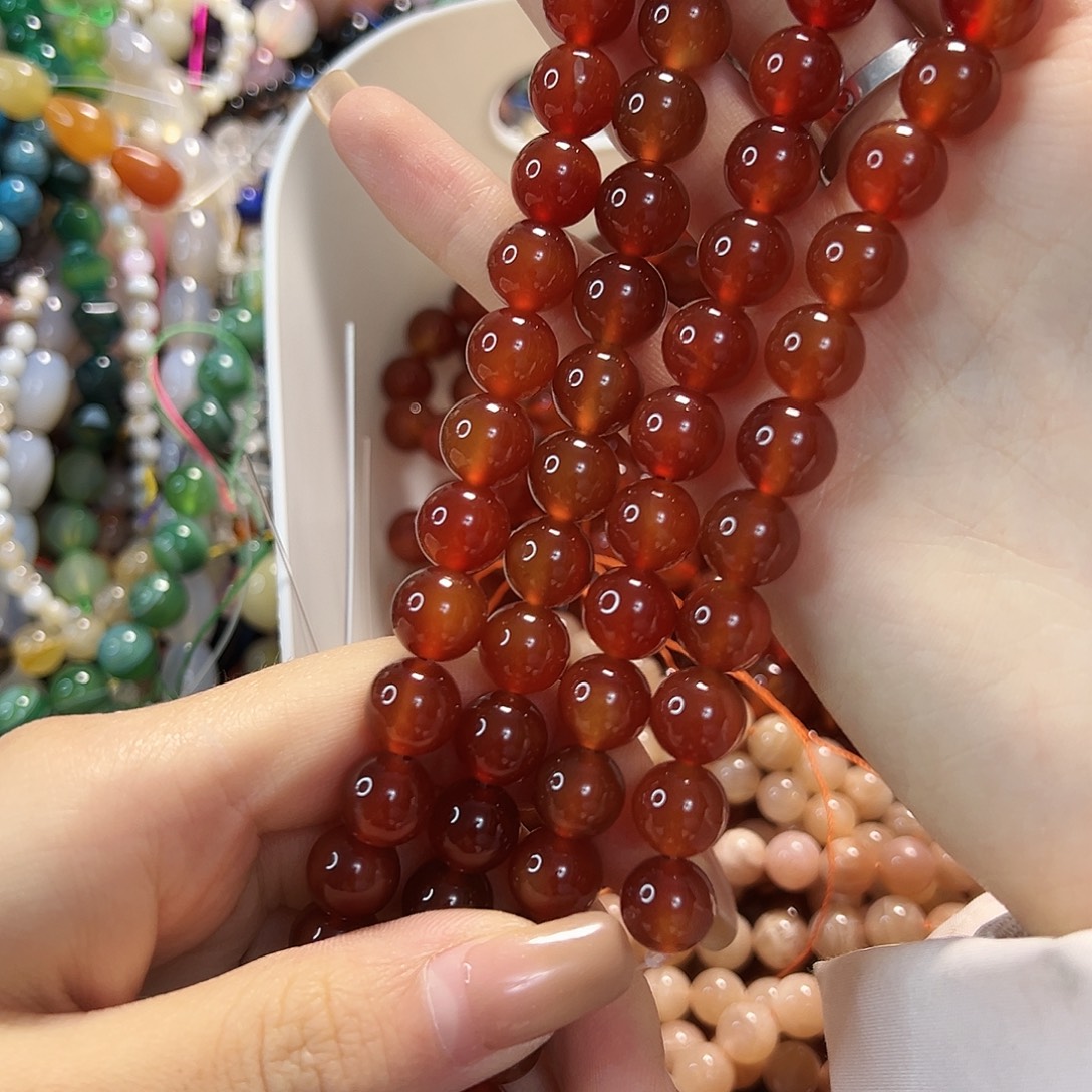 玛瑙/玉髓未镶嵌珠宝半成品卡10红玛瑙一条