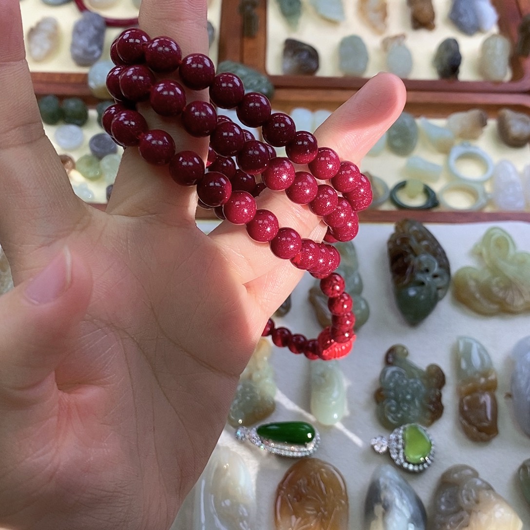 天然辰砂朱砂紫金沙手串