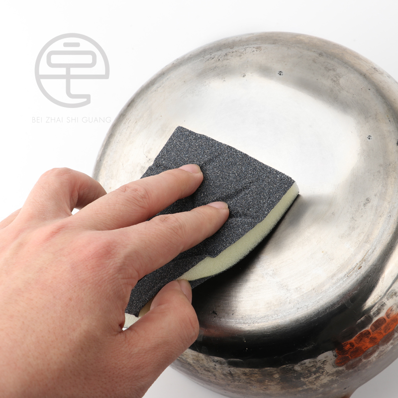 轻松打理。日本制进口不锈钢锅具清洁擦海绵擦白洁布抛光除锈去污