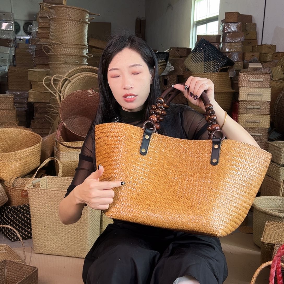 草编草编包/草编收纳盒带瑕疵