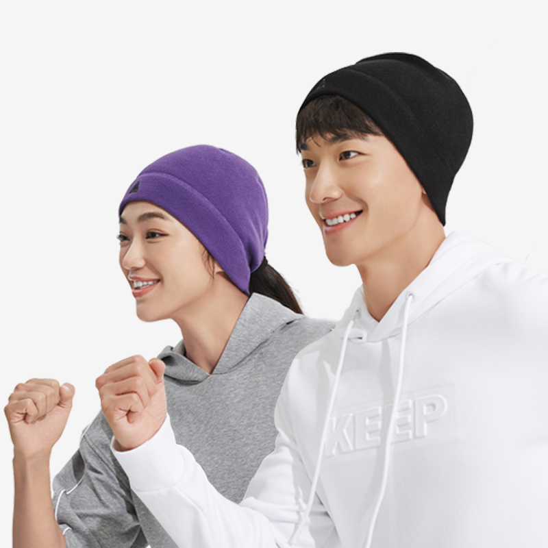 Keep秋冬跑步女保暖帽男吸汗防风运动有型松紧毛线户外骑行无檐