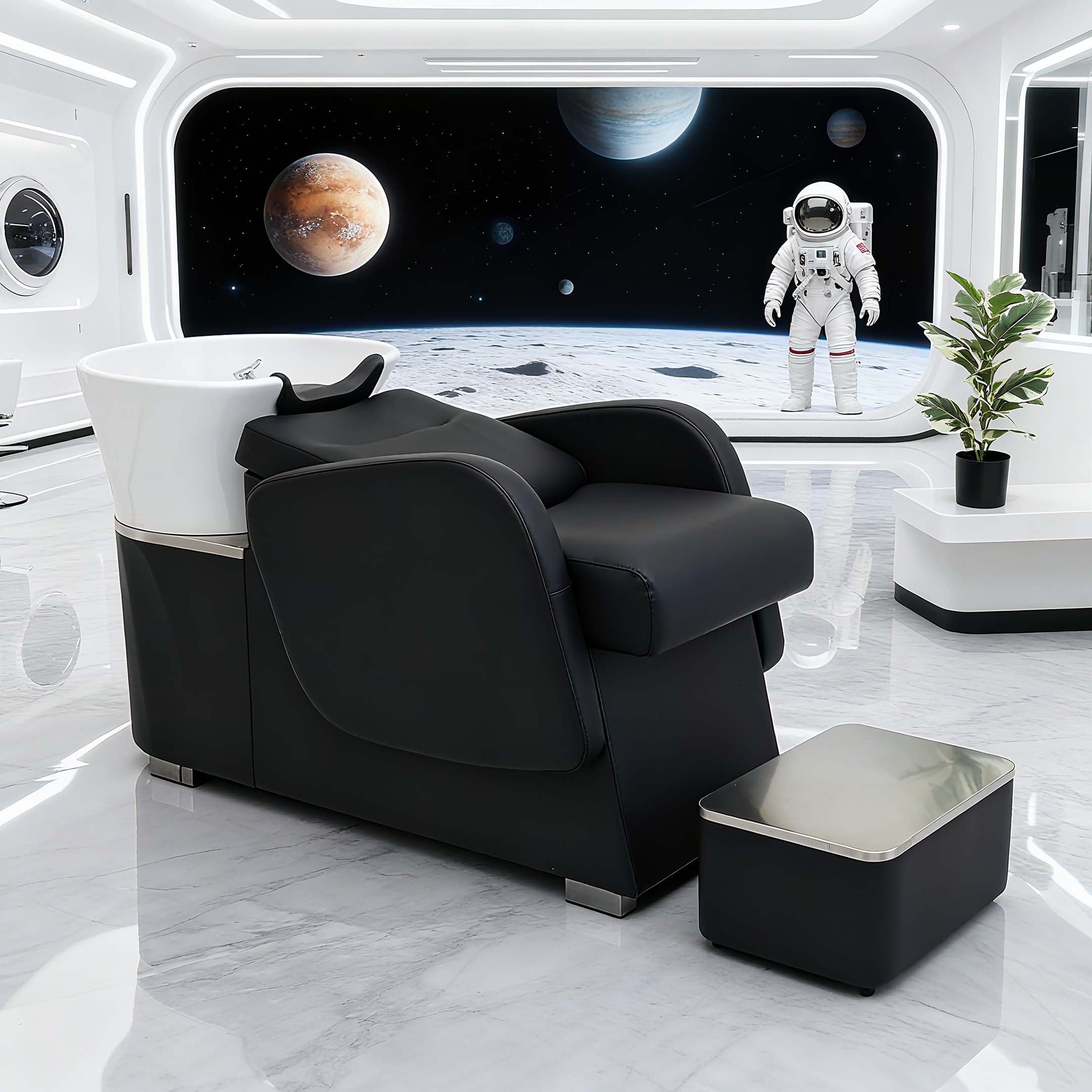 新款理发店半躺洗头床发廊专用网红美发店冲水床陶瓷深盆厂家直销