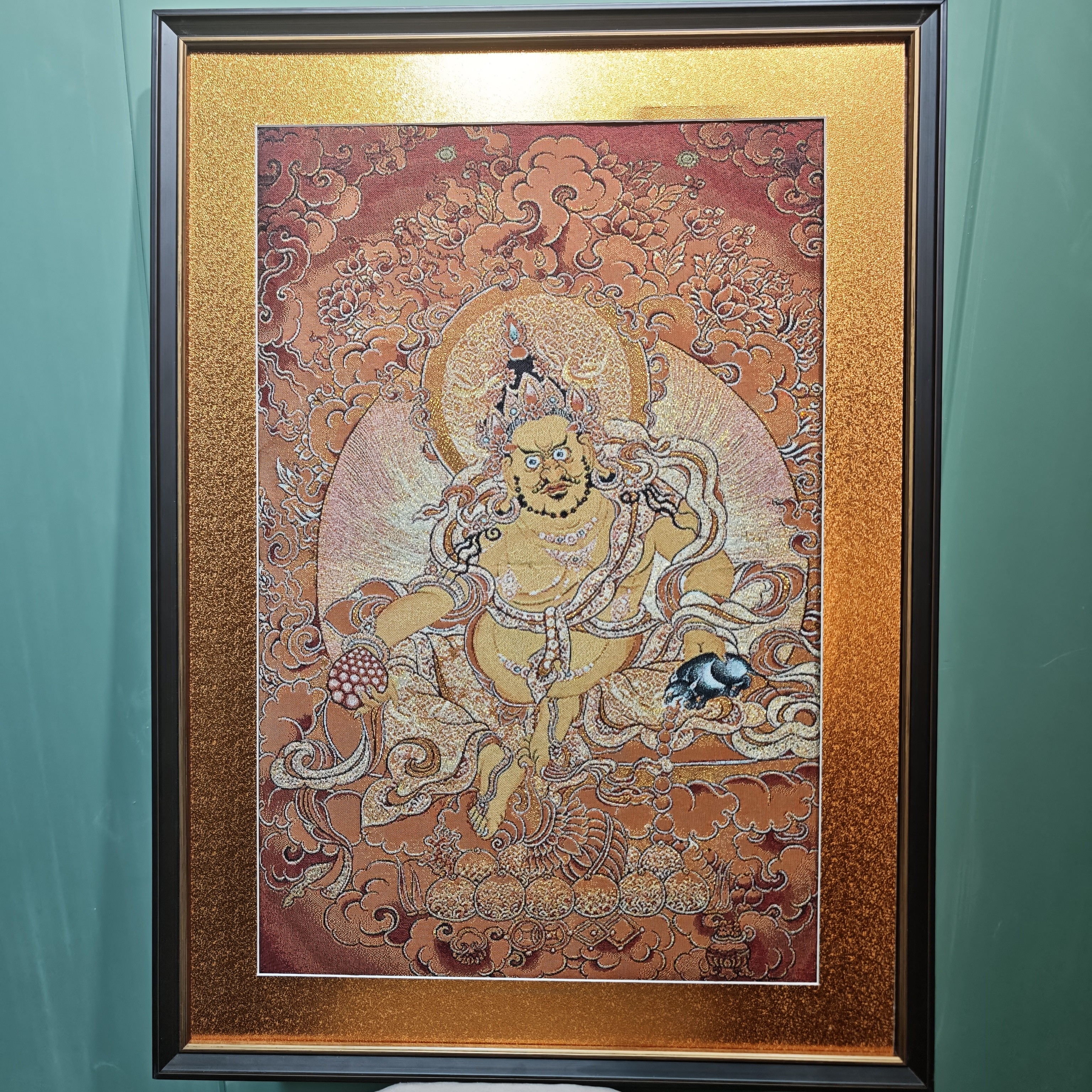 刺绣唐卡装饰画办公室玄关茶室书房客厅背景墙挂画（卡纸装裱链接）