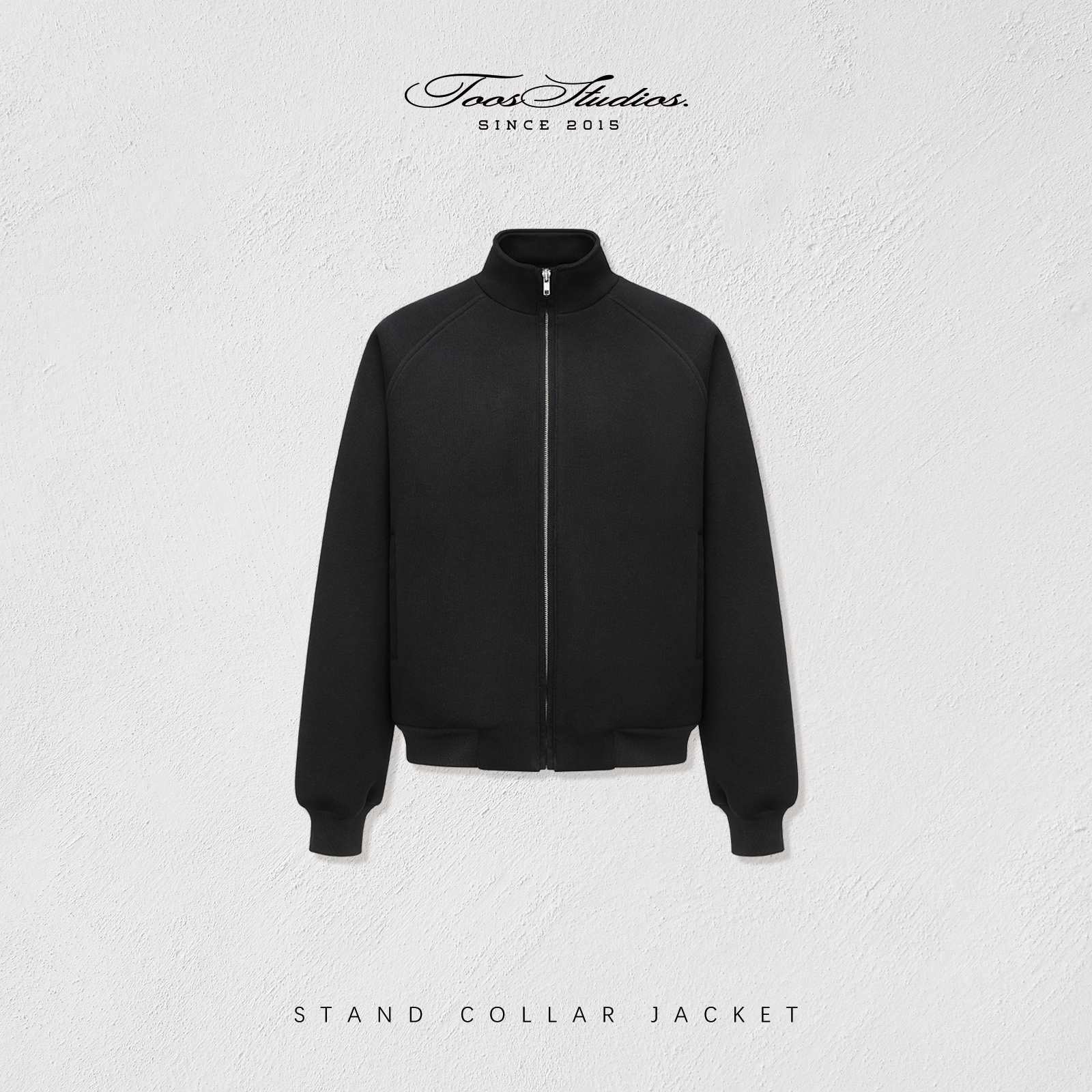 Toos.550克重磅空气层立领厚款挺括拉链夹克冬季运动户外休闲丝滑