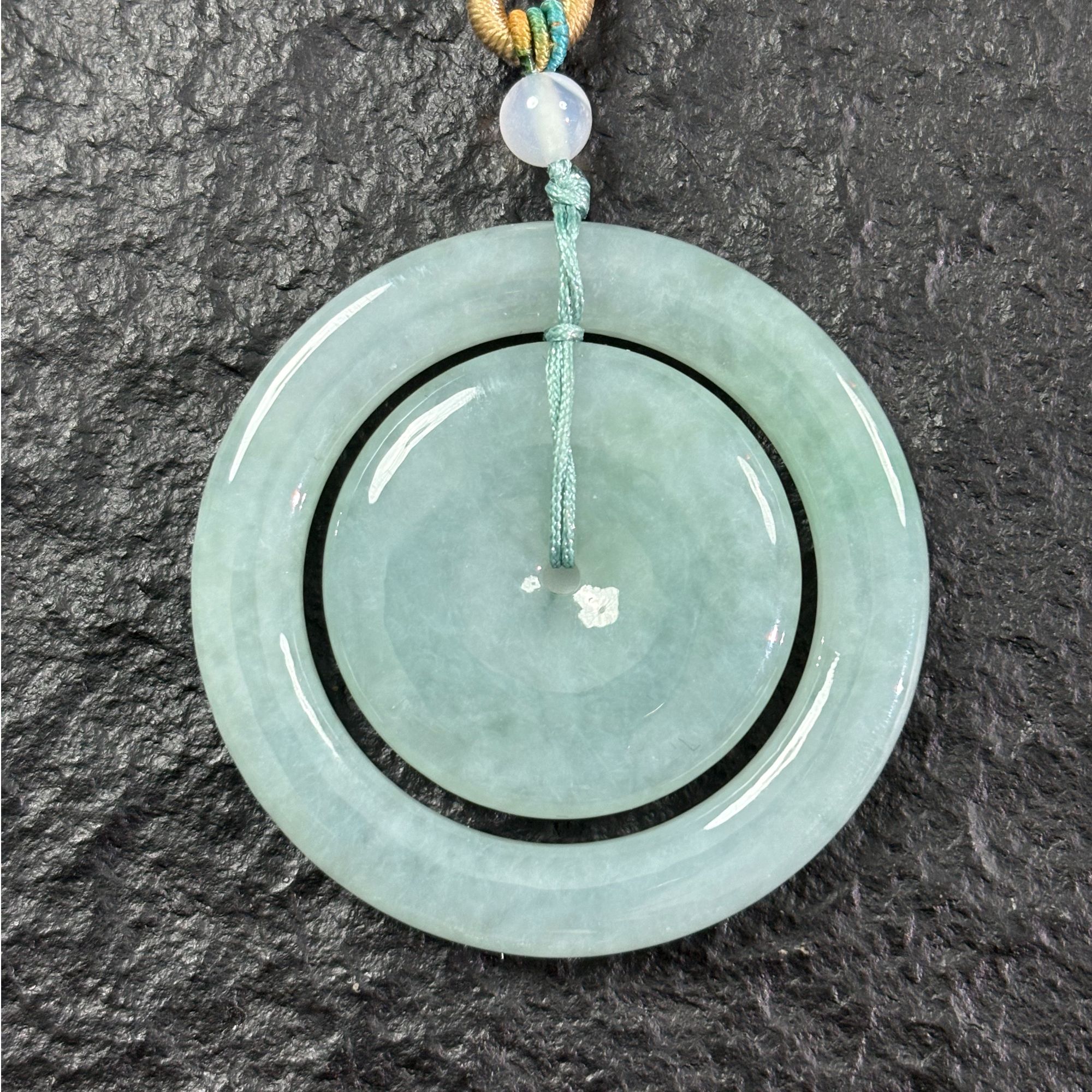 缅甸天然翡翠A货果绿冰透子母扣吊坠天然玉石吊坠6266