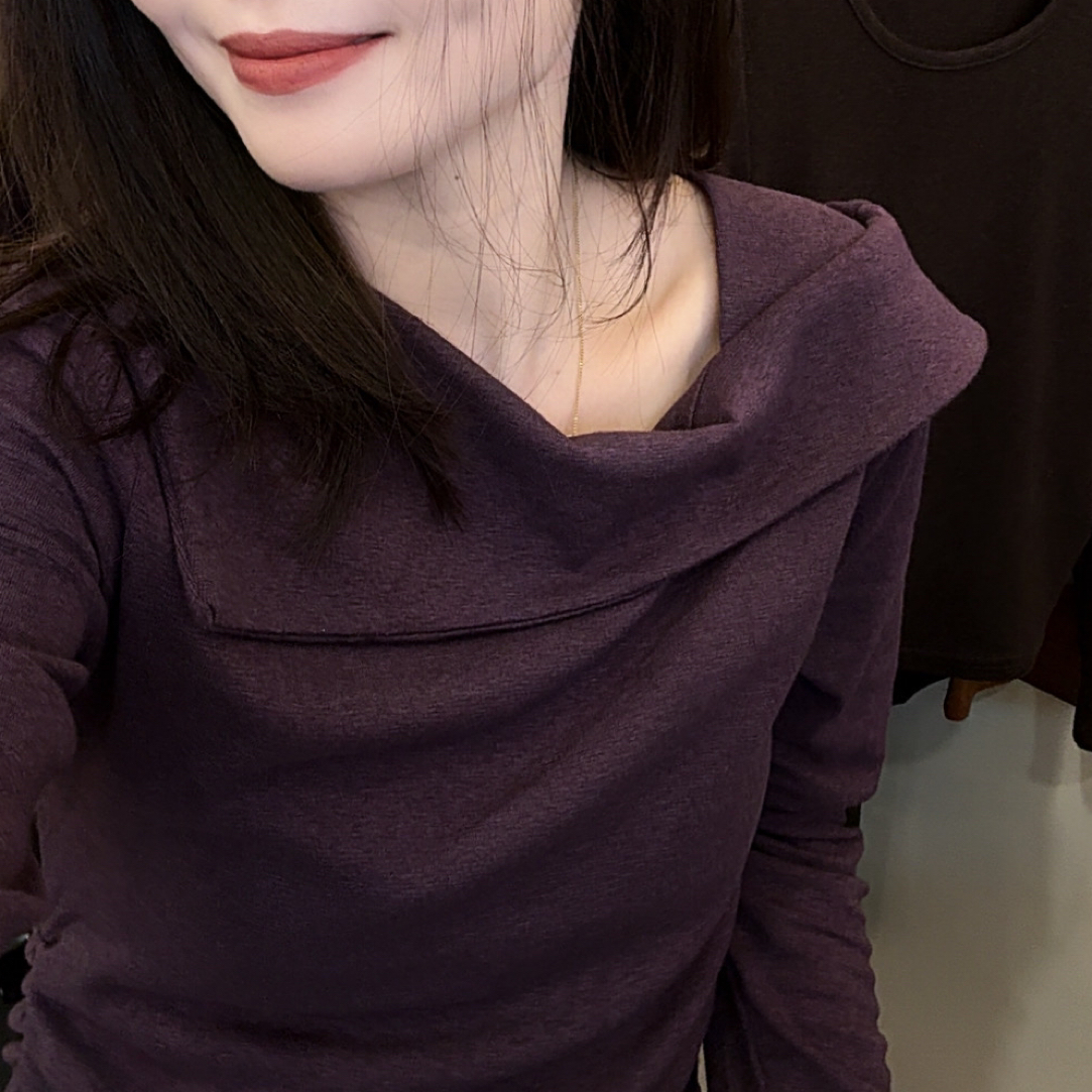 出街上衣 气质显瘦百搭秋冬长袖T恤 设计感宽松收腰高级小上衣女