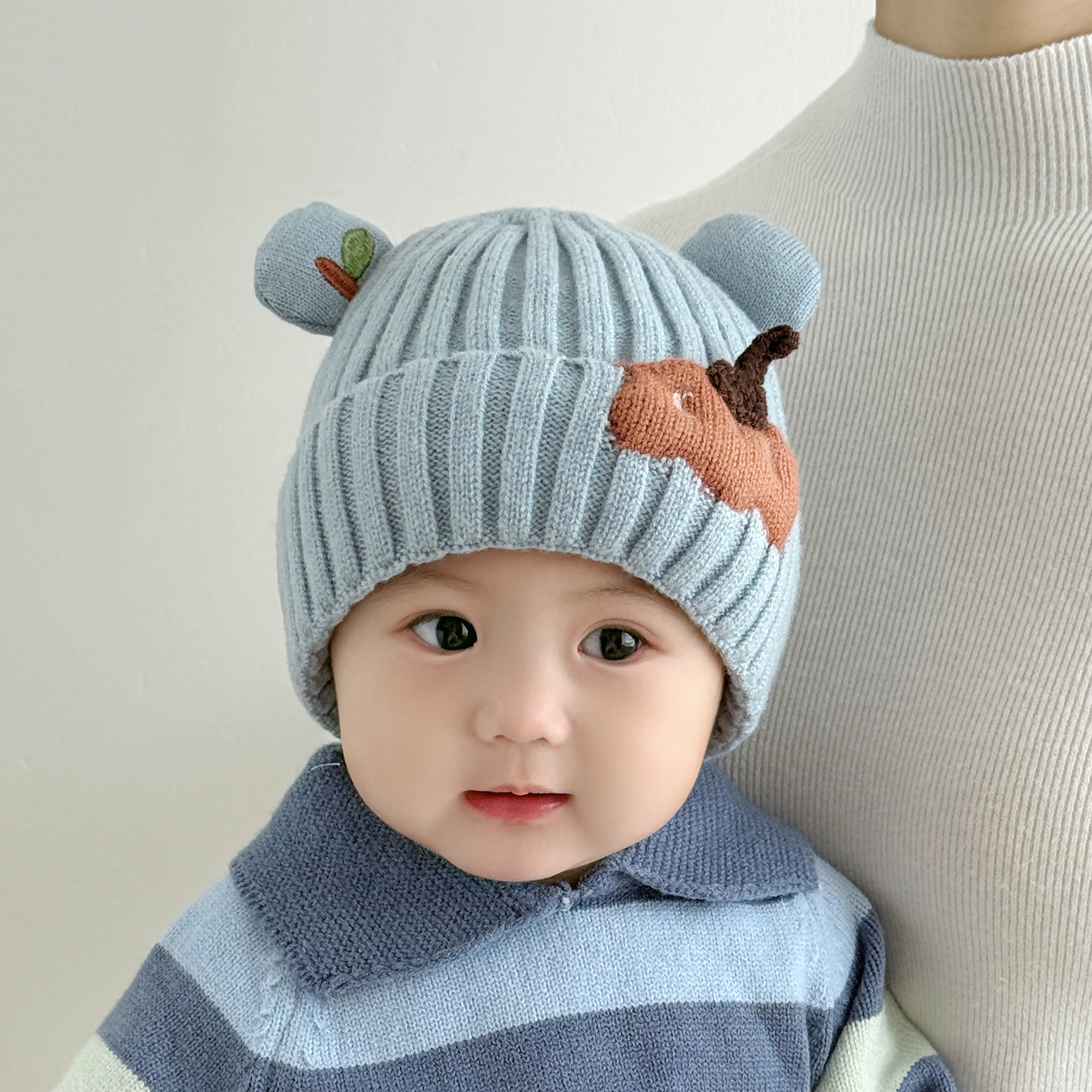 婴儿帽子秋冬季宝宝毛线帽男童保暖针织帽女宝防风帽可爱儿童帽子