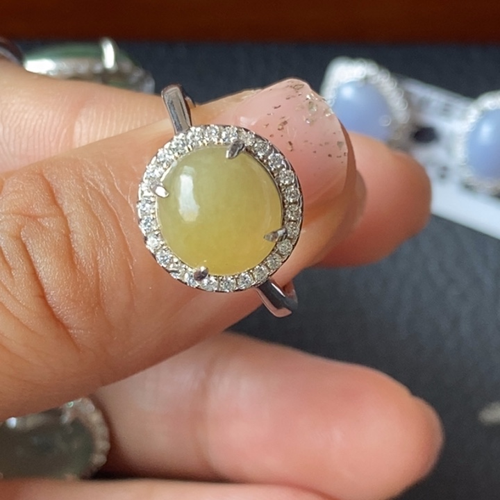 翡翠戒指银S925镶嵌戒指