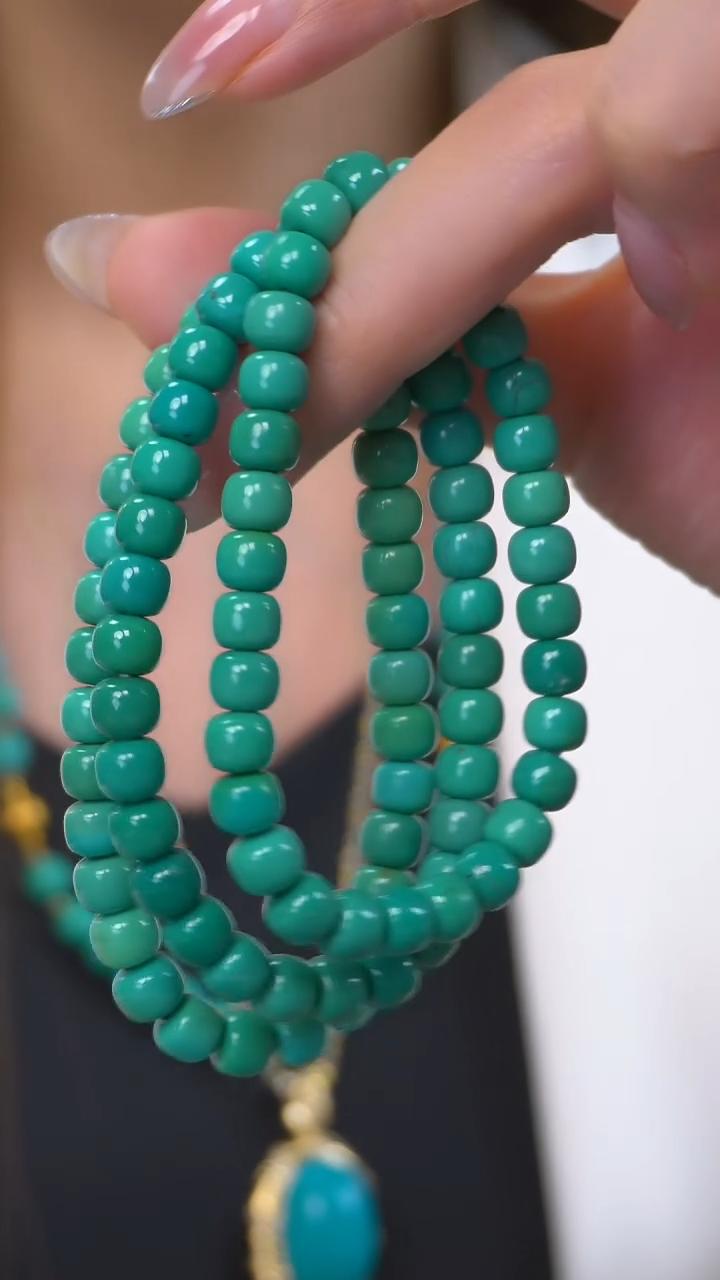【婧婧精选】臻品 · 原矿老油绿绿松老型手串6mm+ 多样性发其一