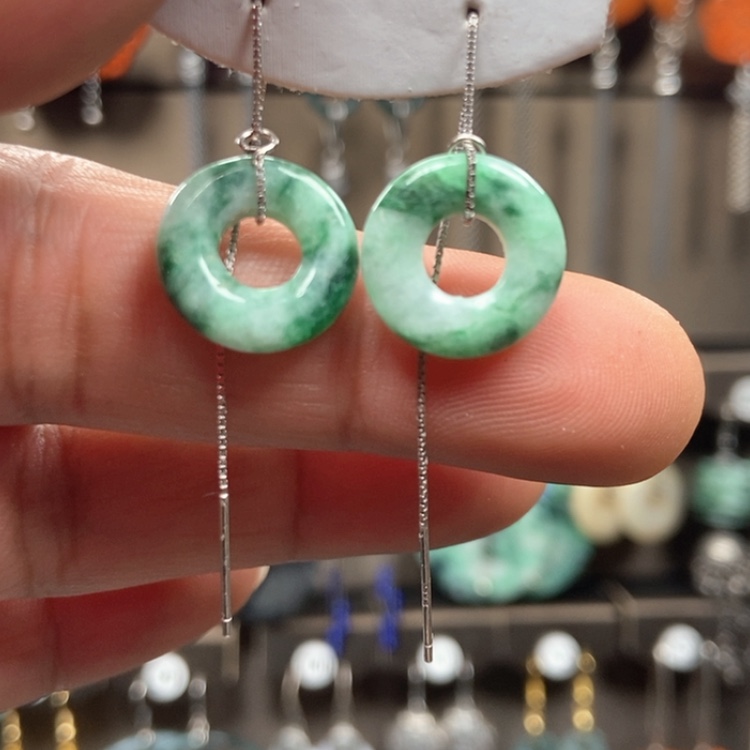 【闪购商品】翡翠耳饰银S925镶嵌耳饰