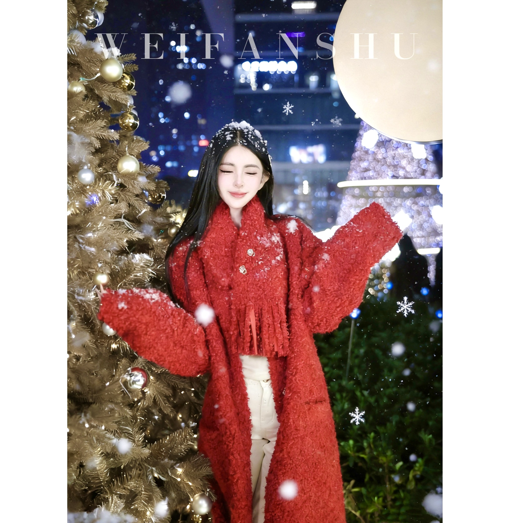 WEIFANSHU/魏凡舒【喜悦圣诞】冬季新款颗粒环保毛长外套&短外套