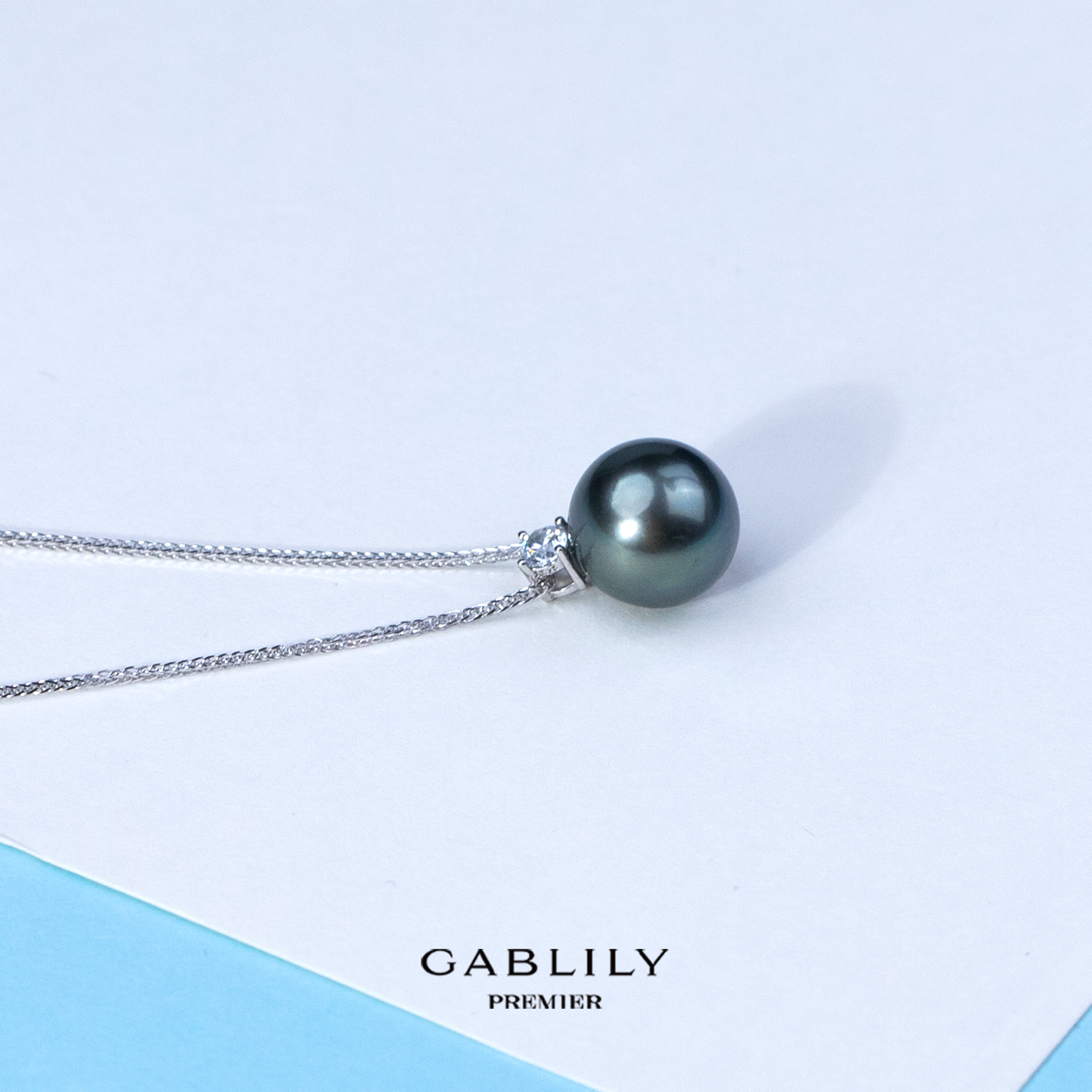 【凌云专属】S925银纯天然海水珍珠大溪地黑珠吊坠 11-12mm时尚款