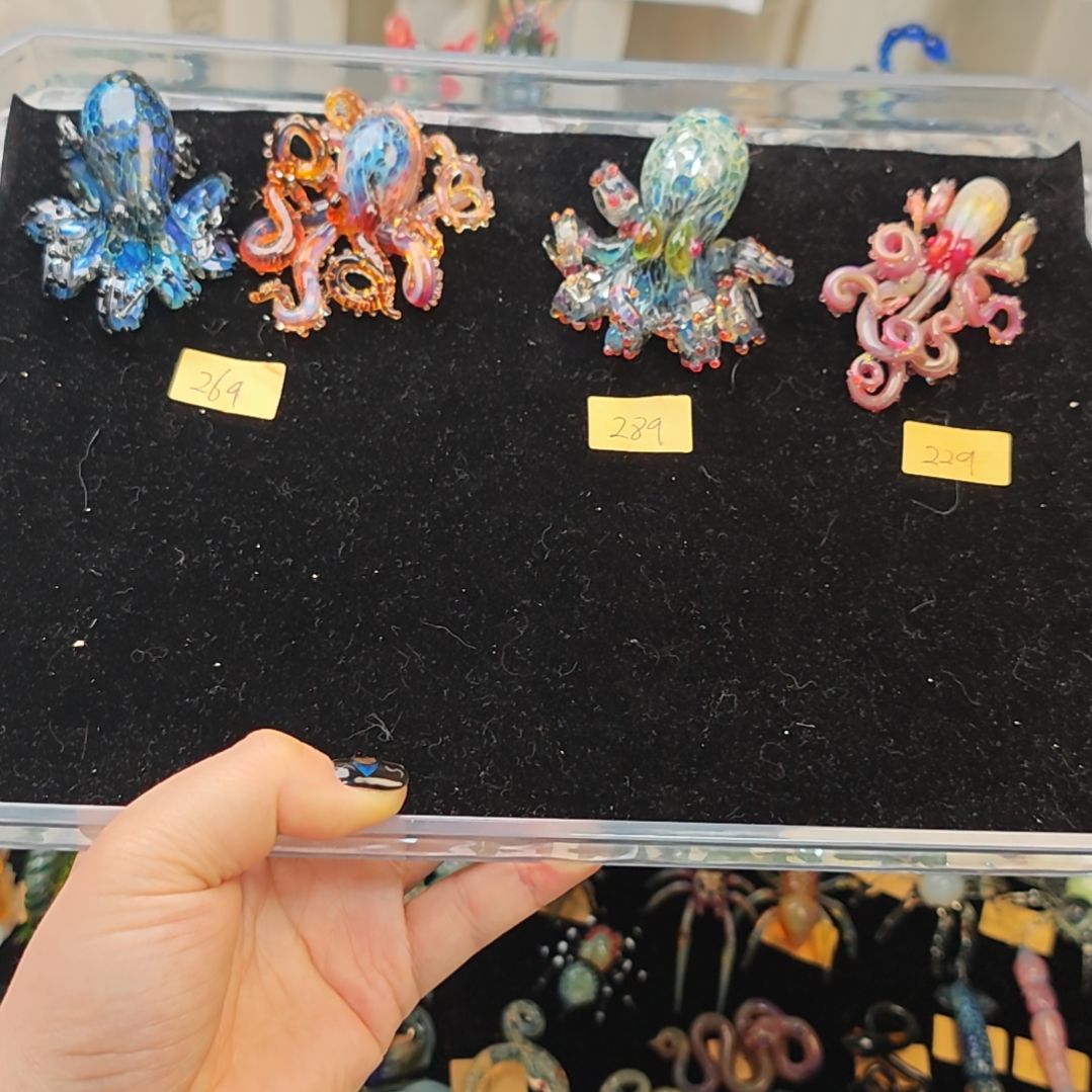 玻璃颈饰熏银款高奢章鱼吊坠