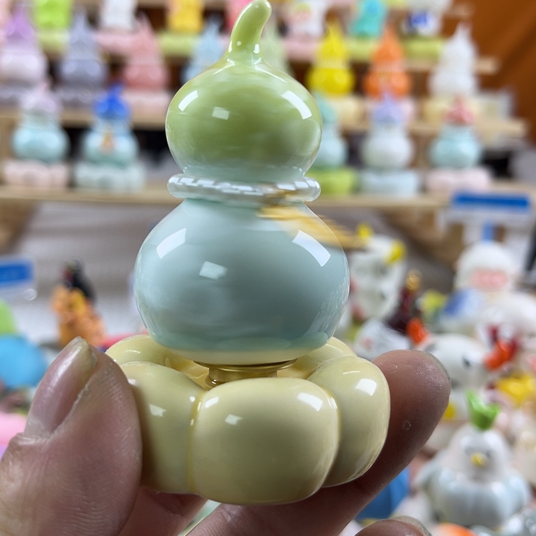 陶景德镇陶瓷底座转转上黄下兰