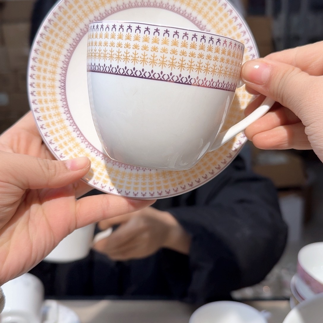 瓷骨瓷咖啡杯碟2套（4件）220ml外贸骨瓷微瑕