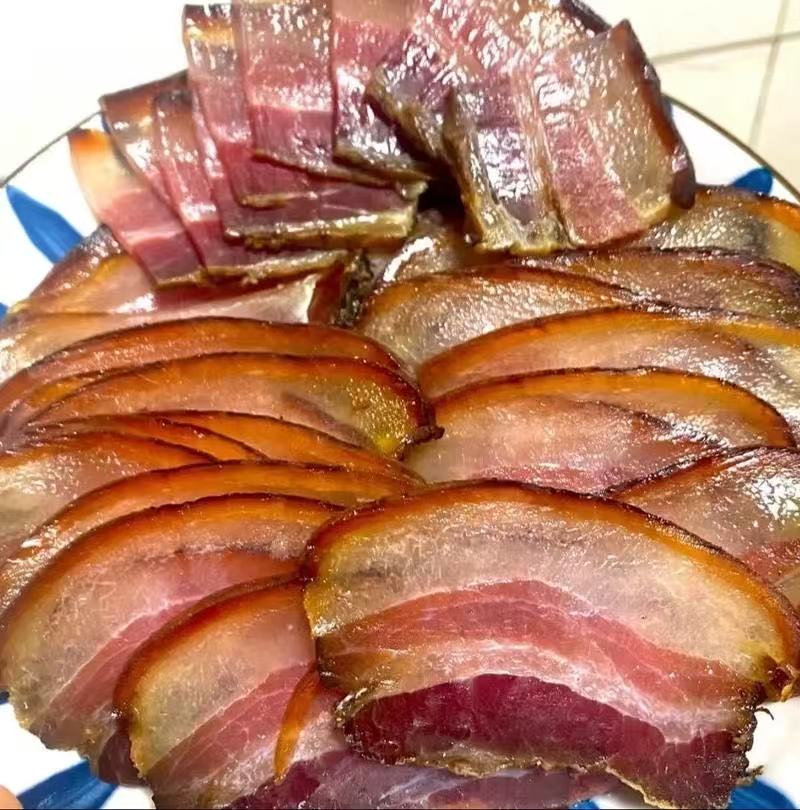 现切正宗农家柴火烟熏五花腊肉农家土猪肉特产(现场称重)