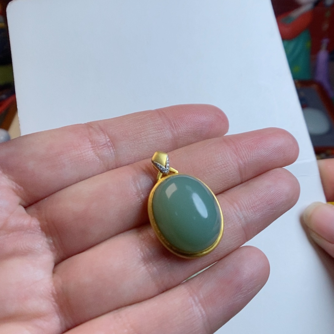 和田玉手链18K金镶嵌