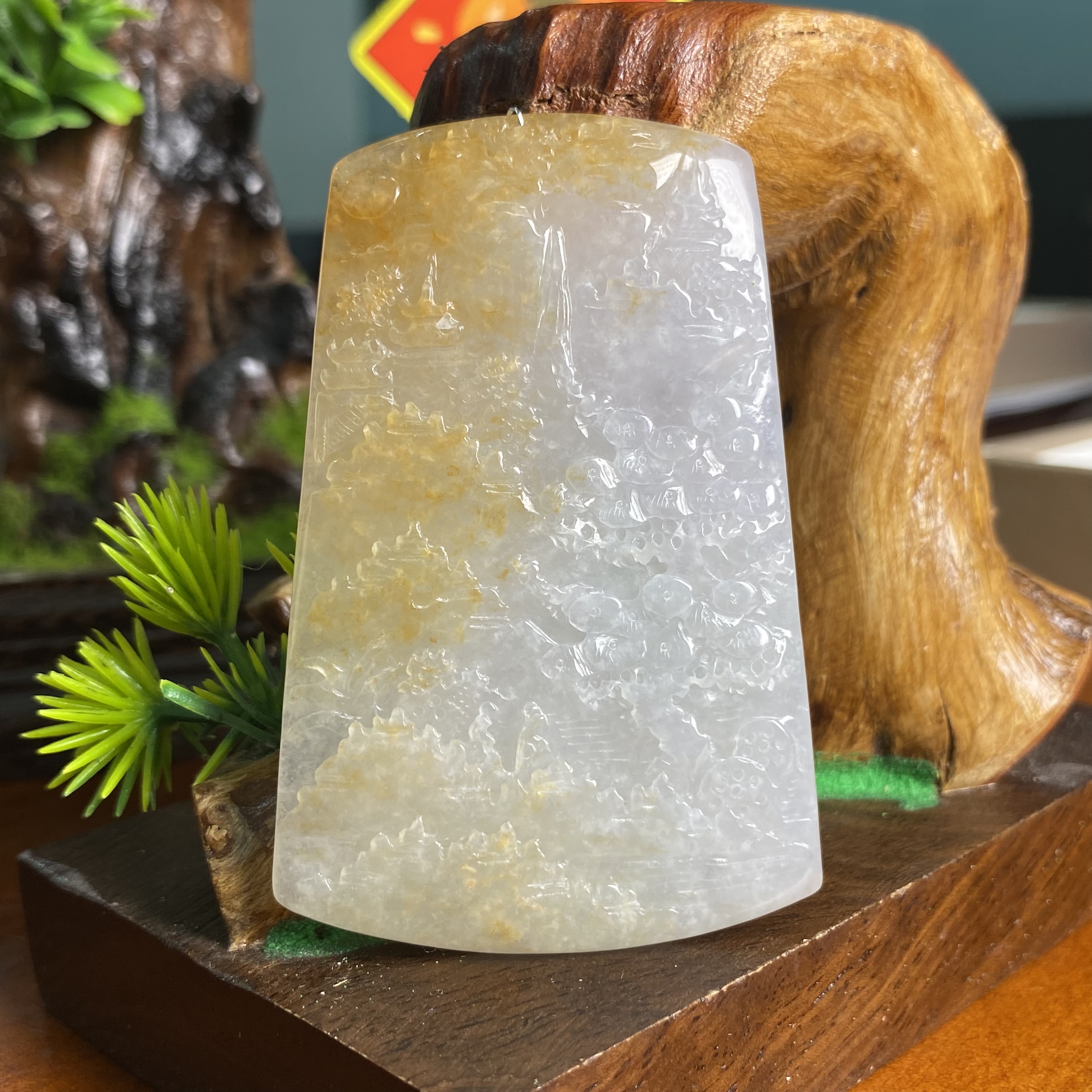 20609天然缅甸A货翡翠-山水牌