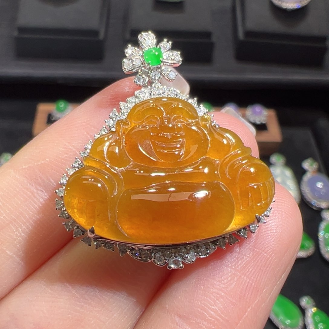 翡翠颈饰18K金镶嵌收到货48小时鉴赏期