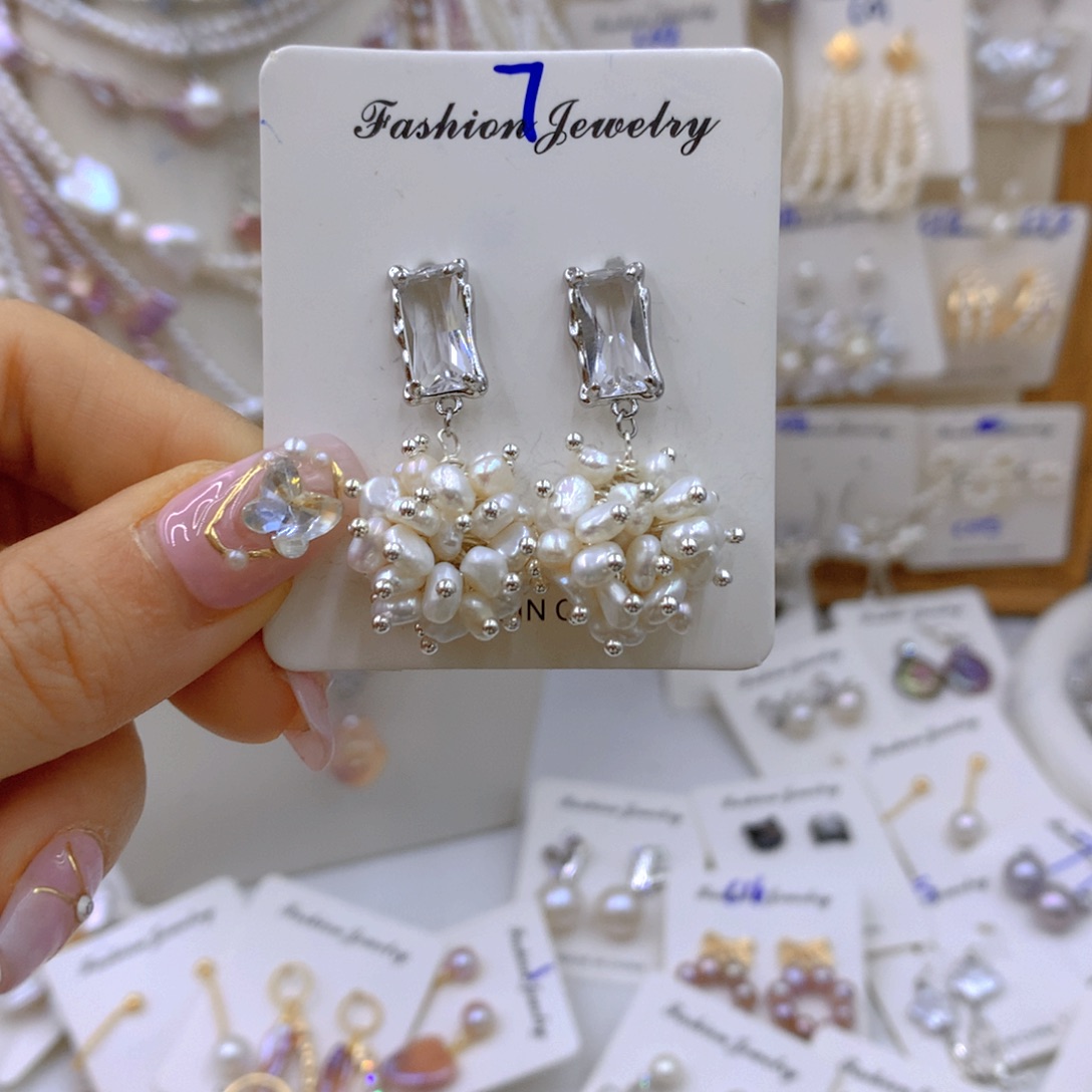 淡水珍珠耳饰银S925镶嵌