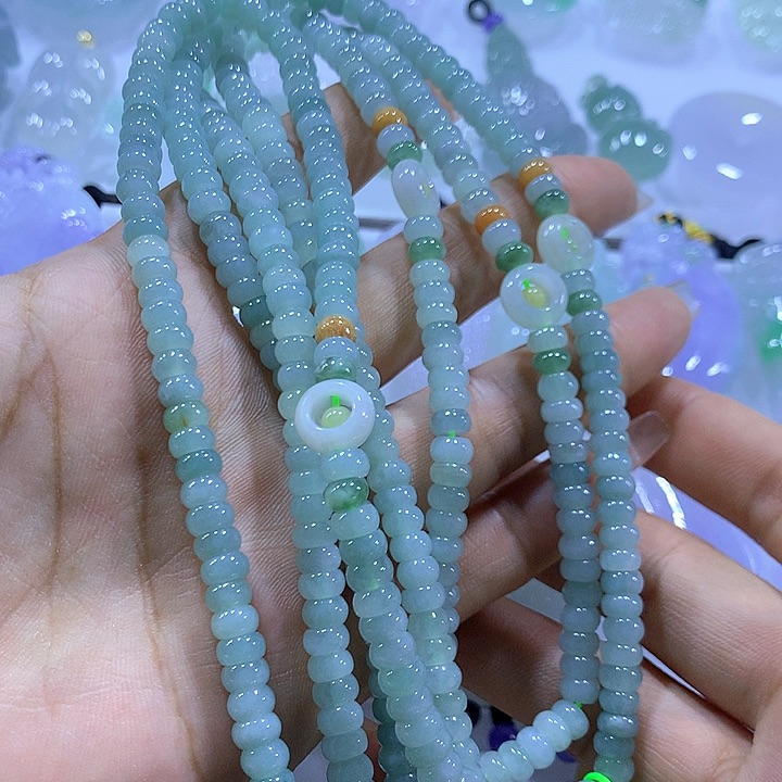 颈饰未镶嵌翡翠天然翡翠A货珠链多样性发货发其一